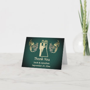 Carte De Remerciements Jolie mariée et tourterelle colombes Mariage perso