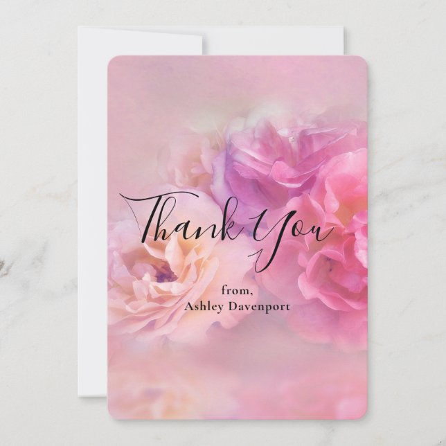 Carte De Remerciements Jolie oeillets rose et blanc (Devant)