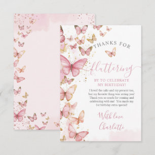 Carte De Remerciements Jolie Papillons rose Fille 1er anniversaire