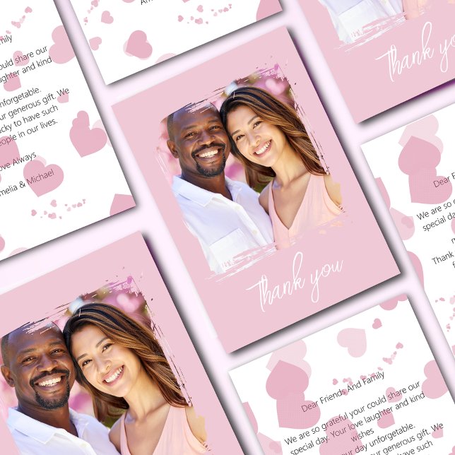 Carte De Remerciements Jolie photo de coeur d'amour rose (Créateur téléchargé)