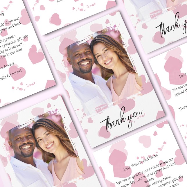 Carte De Remerciements Jolie photo de coeur d'amour rose (Créateur téléchargé)