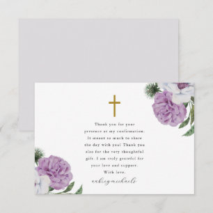 Carte De Remerciements Jolie remerciement de confirmation florale violett