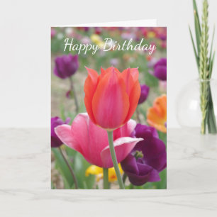 Carte De Remerciements Jolie Tulipes de printemps Anniversaire