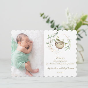 Carte De Remerciements Jolies fentes Baby shower d'or verdoyant