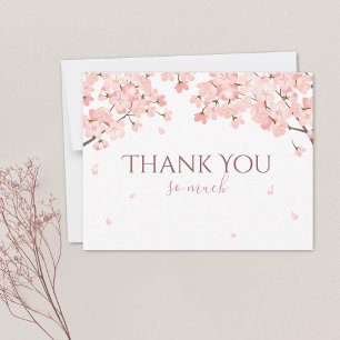Carte De Remerciements Jolies fleurs roses de printemps Sakura Cerisiers