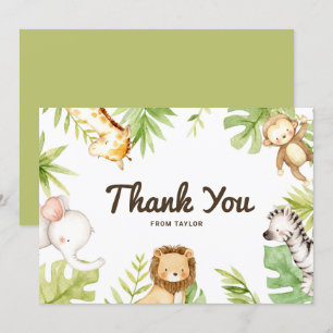 Carte De Remerciements Jolis amis de safari à l'aquarelle pour un anniver