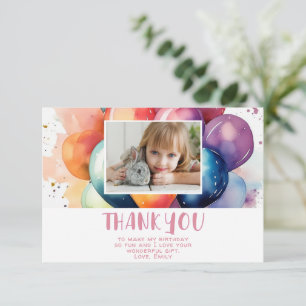 Carte De Remerciements Jolis Ballons Colorés Anniversaire Enfant Photo