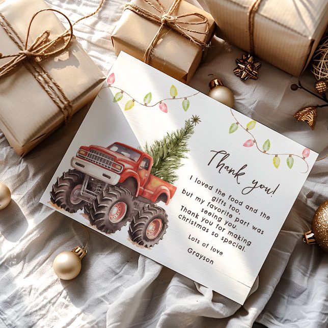 Carte De Remerciements Jolis monstres de Noël sur camions (Créateur téléchargé)