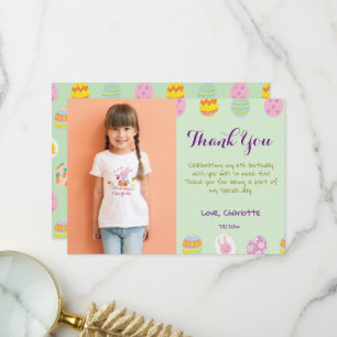 Carte De Remerciements Jolis Œufs Vert Pastel Enfants Anniversaire Photo