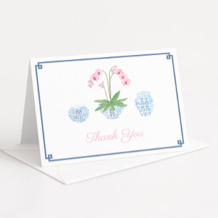 Carte De Remerciements Jolis pots en gingembre à orchidées roses pour dou