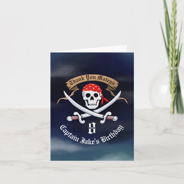 Carte De Remerciements Jolly roger Pirate Anniversaire Photo (Devant)