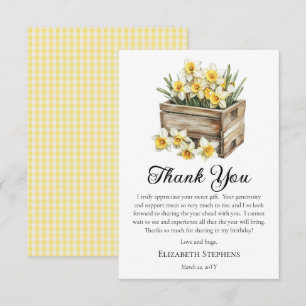 Carte De Remerciements Jonquilles Jaunes Élégantes Caisse Fleurie Anniver