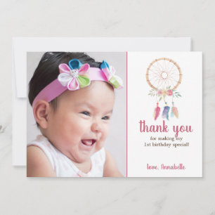 Carte De Remerciements Jote Aquarelle Dreamcatcher Anniversaire