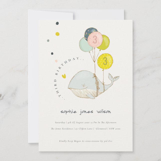 Carte De Remerciements Jote Balloon sous-marin baleine Anniversaire de en (Devant)