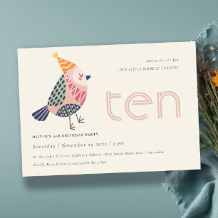 Carte De Remerciements Jote Blush Birdie N'importe quel âge 10e anniversa