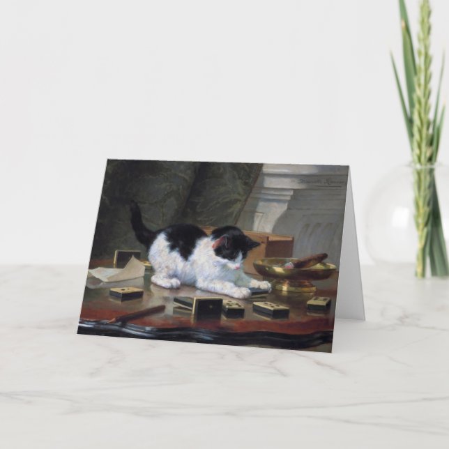 Carte De Remerciements Jouer au chat par Henriëtte Ronner-Knip (Devant)