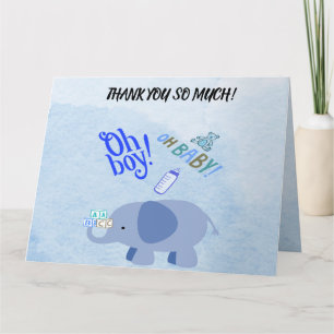 Carte De Remerciements Jouer Blue Elephant et Teddy Bear Baby shower