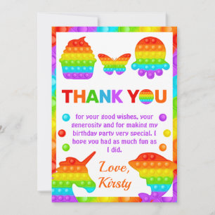 Carte De Remerciements Jouet anti-stress Pop It arc-en-ciel pour annivers