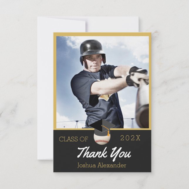 Carte De Remerciements Joueur de baseball Photo moderne de la promotion d (Devant)