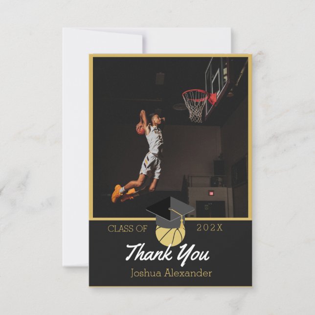 Carte De Remerciements Joueur de basket-ball Photo moderne de remise des  (Devant)