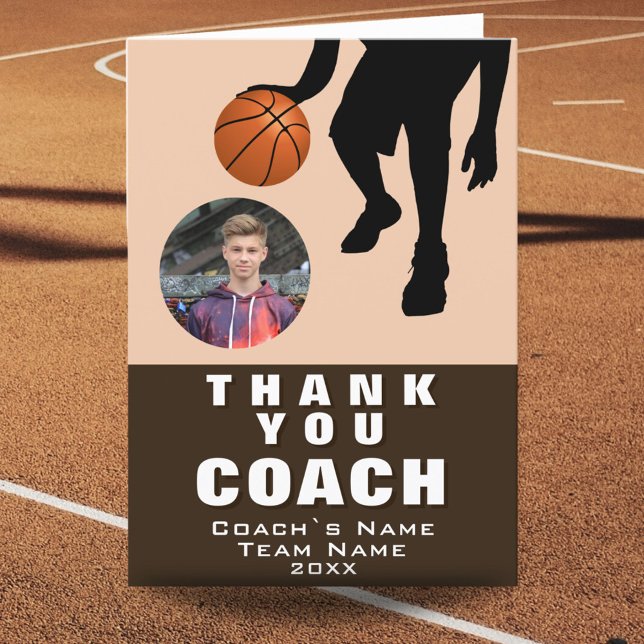 Carte De Remerciements Joueur de basket Silhouette Coach photo (Créateur téléchargé)
