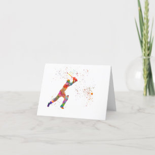 Carte De Remerciements Joueur de cricket en aquarelle