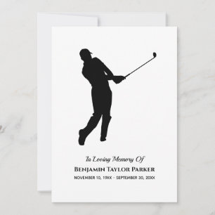 Carte De Remerciements Joueur de golf Bereavthy Sympathy Funeral Memorial