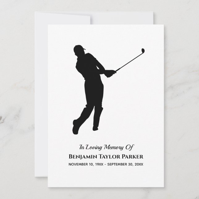 Carte De Remerciements Joueur de golf Bereavthy Sympathy Funeral Memorial (Devant)