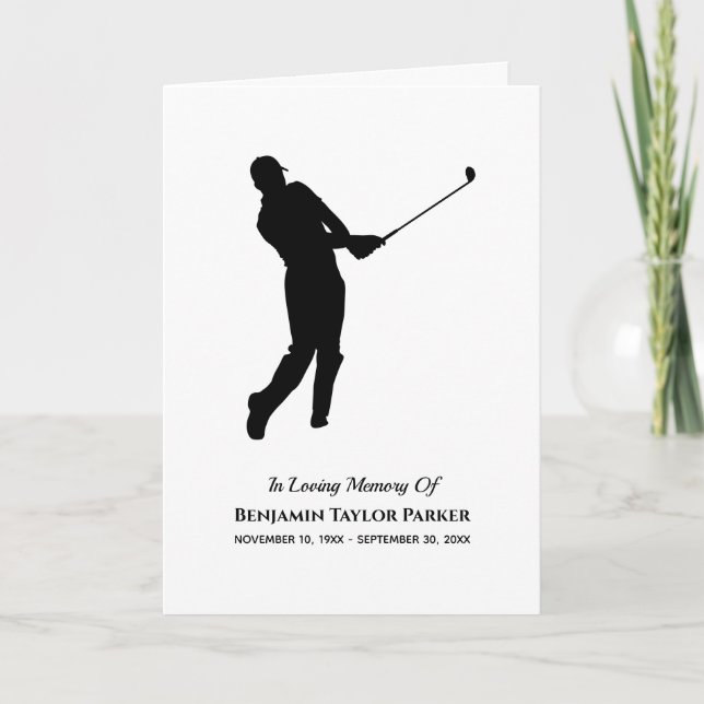 Carte De Remerciements Joueur de golf Bereavthy Sympathy Funeral Memorial (Devant)