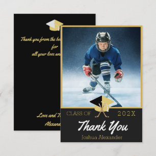 Carte De Remerciements Joueur de hockey Photo moderne de remise des diplô