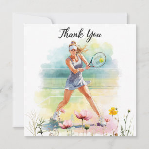 Carte De Remerciements Joueuse de tennis joue au tennis