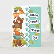 Jour de bon thanksgiving avec Chipmunk & Bear Card