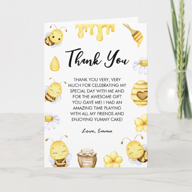 Carte De Remerciements Jour de l'abeille Anniversaire  (Devant)