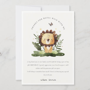 Carte De Remerciements Jour de l'Anniversaire du lion animal sauvage de l
