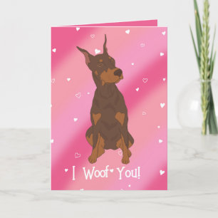 Carte De Remerciements Jour des Valentines de Doberman Rouge Pinscher