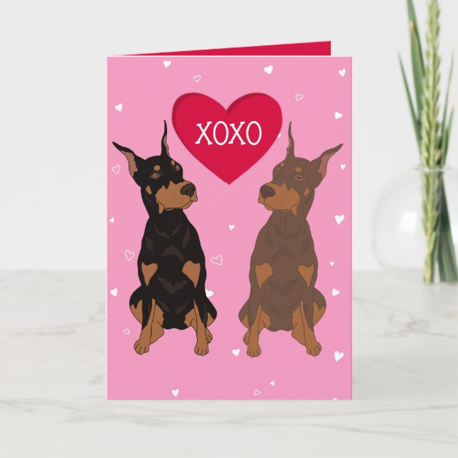 Carte De Remerciements Jour Doberman Pinscher Valentines (Devant)