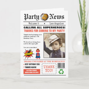 Carte De Remerciements Journal Superhero fête d'anniversaire Photo