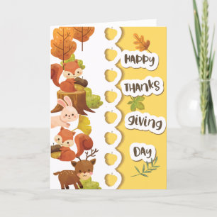 Carte De Remerciements Journée de bon thanksgiving avec des animaux de bo