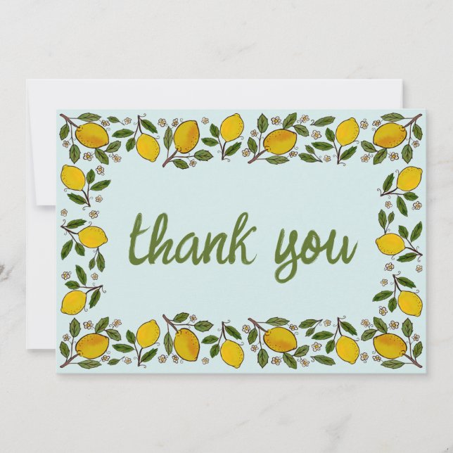 Carte De Remerciements Jovely Lemons Rustique BABY SHOWER PERSONNALISÉ (Devant)