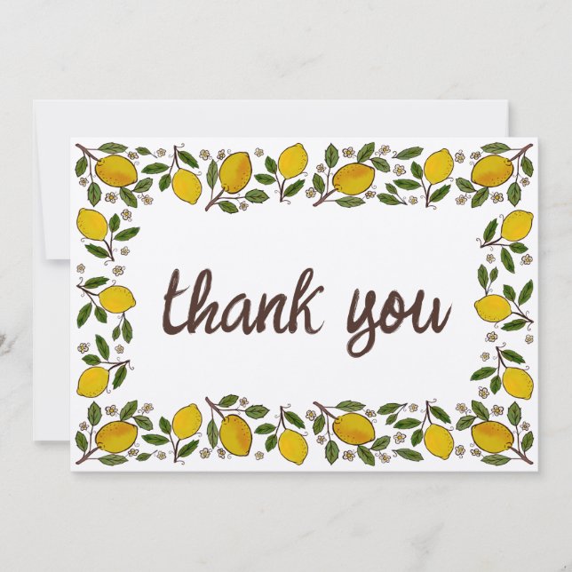 Carte De Remerciements Jovely Lemons Rustique BABY SHOWER PERSONNALISÉ (Devant)