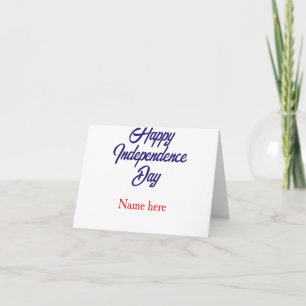 Carte De Remerciements joyeuse fête de l'indépendance nom bleu rouge amér