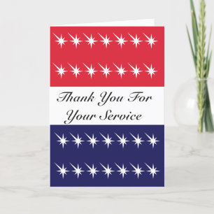 Carte De Remerciements Joyeuse fête des vétérans Rouge Blanc Et Bleu Merc
