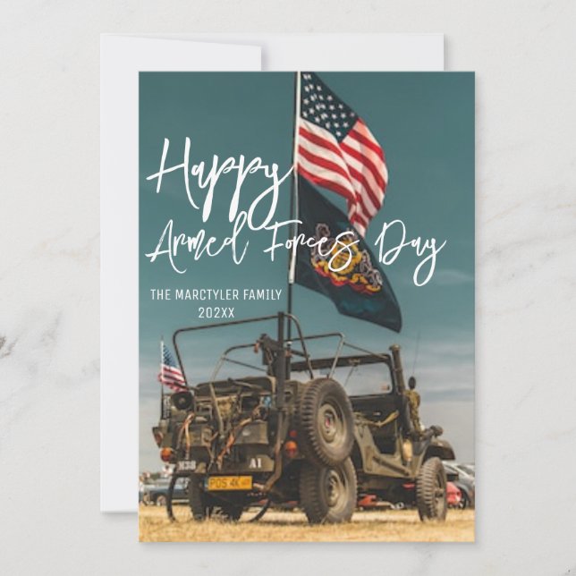 Carte De Remerciements Joyeuse Journée des forces armées (Devant)