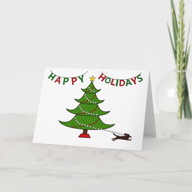 Carte De Remerciements Joyeuses fêtes, Naughty Doxie (Devant)