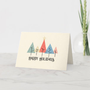 Carte De Remerciements joyeuses fêtes noël arbre simple arc en ciel étoil