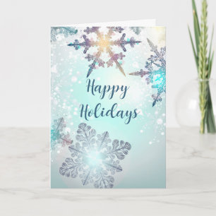 Carte De Remerciements Joyeuses vacances Ice Blue Snowflake