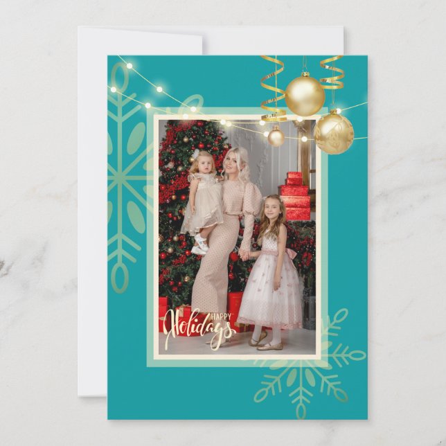 Carte De Remerciements Joyeuses vacances Mor de Noël, ornements, photo (Devant)