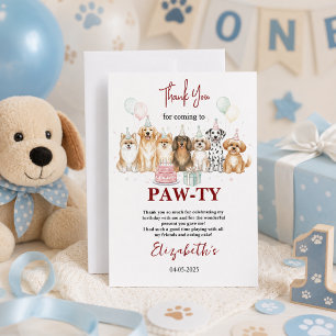 Carte De Remerciements Joyeux 1er Anniversaire Garçon Chien Toutou Adorab