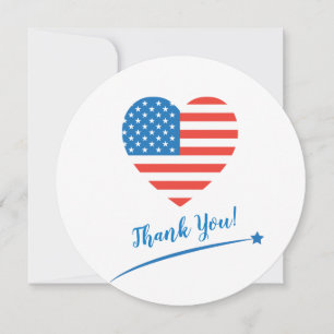 Carte De Remerciements Joyeux 4 juillet Amérique USA Drapeau Coeur Patrio