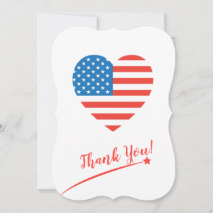 Carte De Remerciements Joyeux 4 juillet Amérique USA Drapeau Coeur Patrio